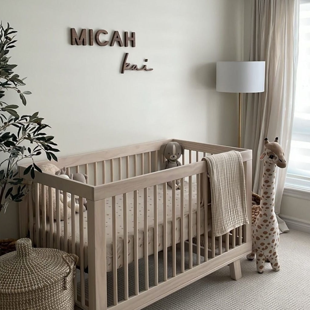 Boy Nursery Name Capital Sign and Script in Walnut – Timberwood Designs