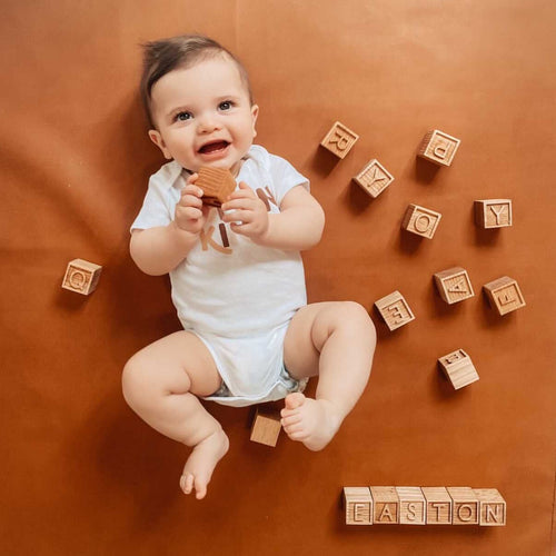Personalized Name Blocks for Nursery Decor in Red Oak