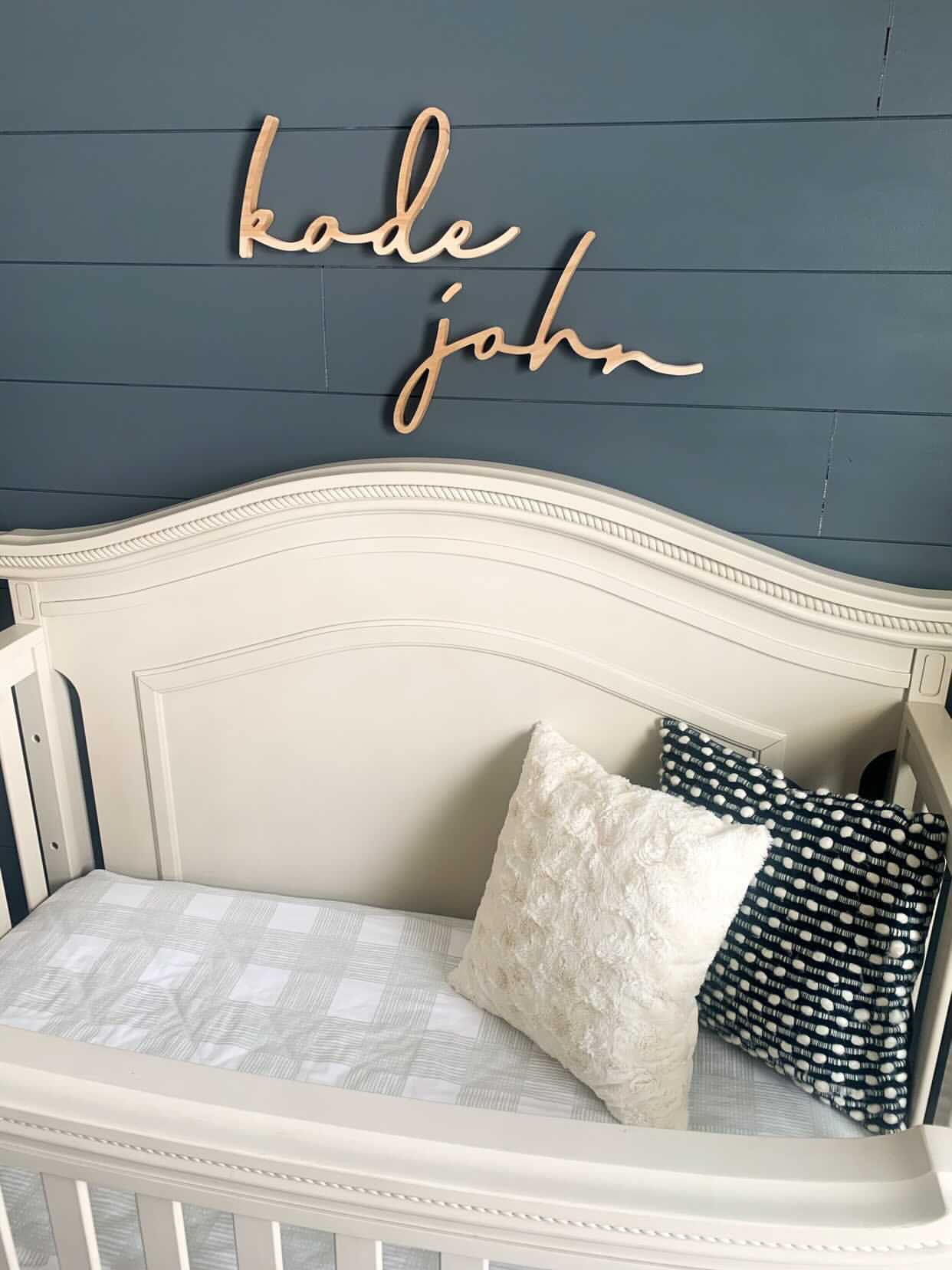 boy nursery script with blue walls