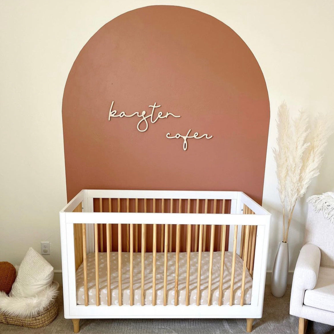 boy nursery with personalized wooden name sign