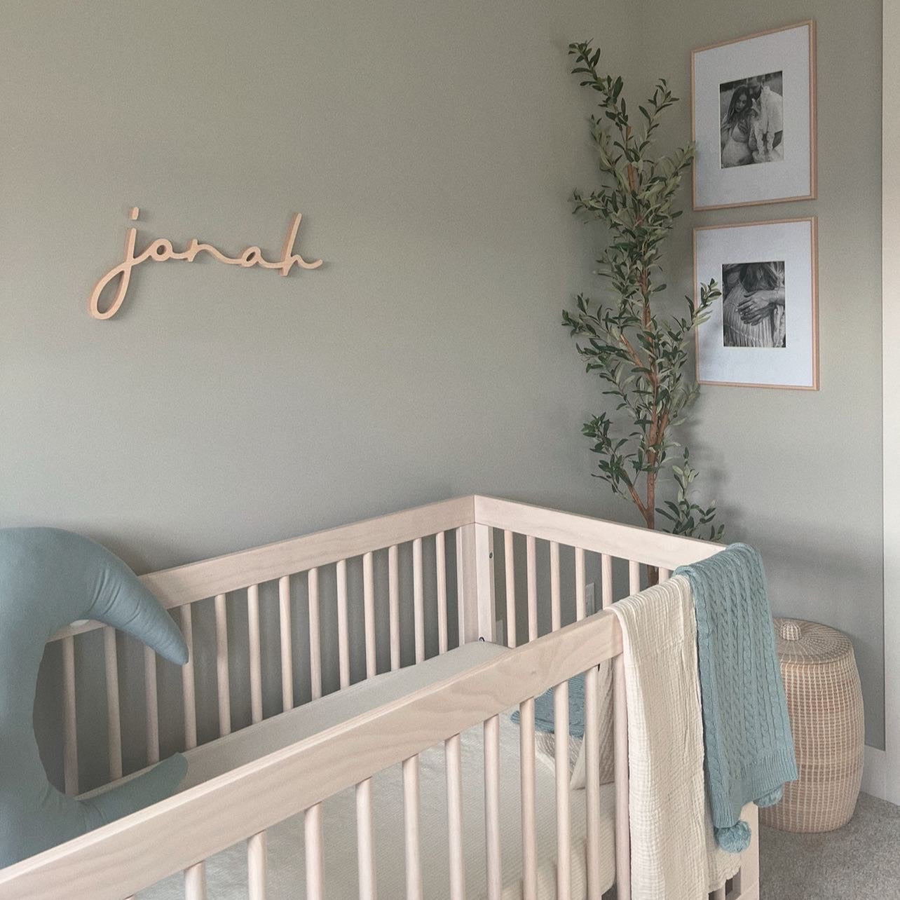 boy name sign in boy nursery with blue accents