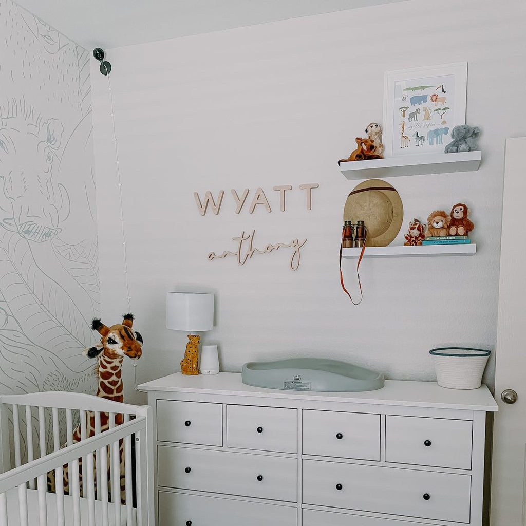 wooden name sign in boy nursery design