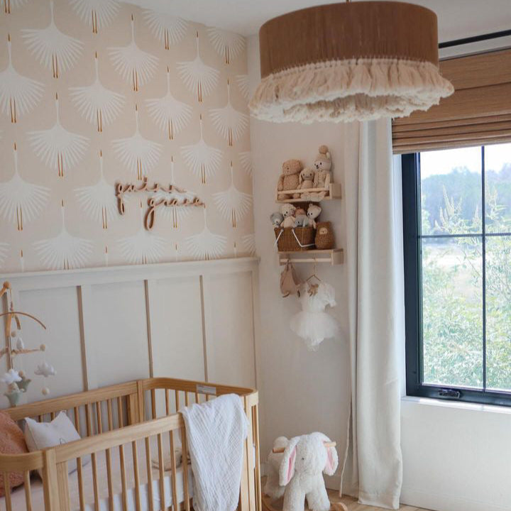 girl nursery with wooden name sign