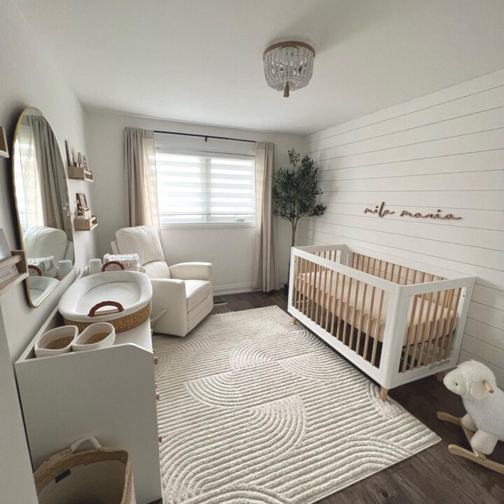 girl nursery shiplap and wooden name sign