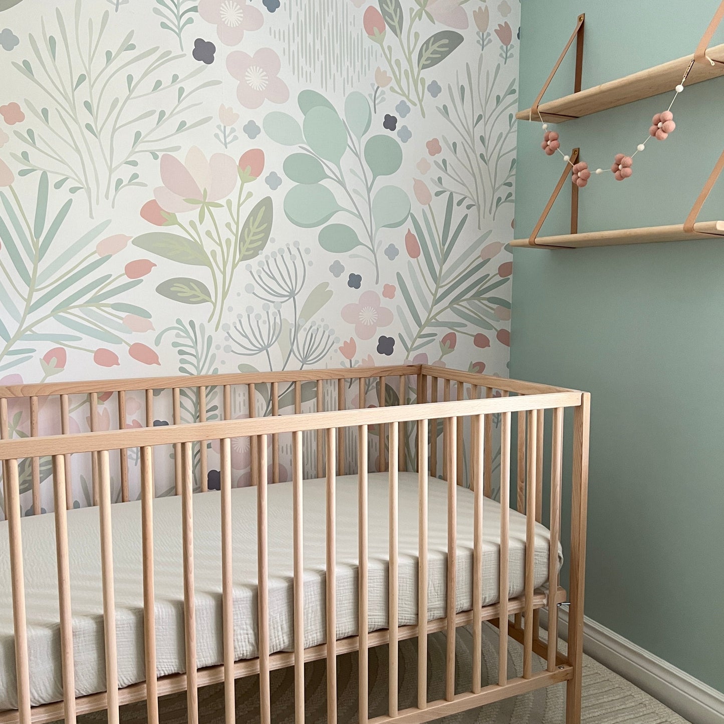 green crib sheet for girl nursery