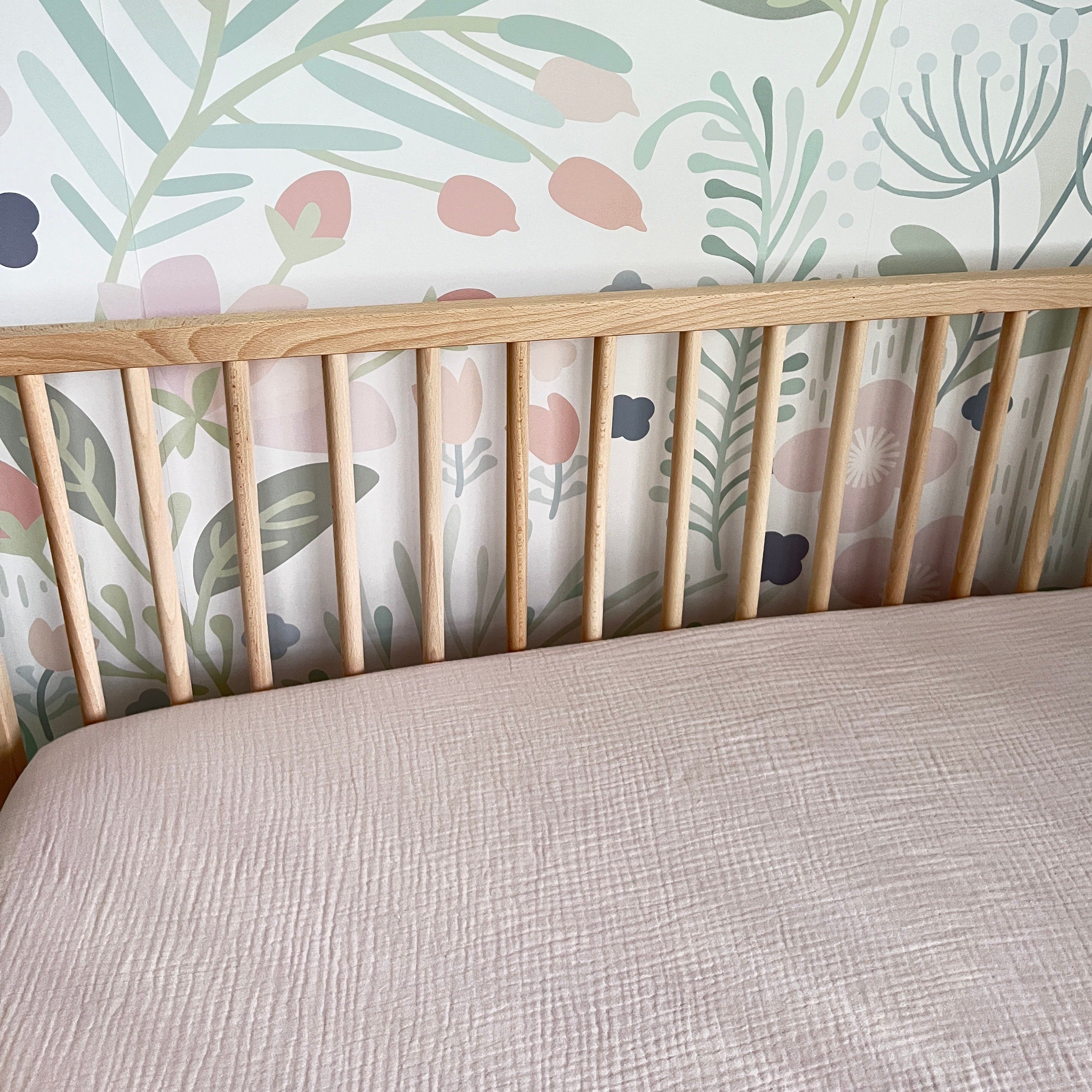 Pink and green crib sheets sale