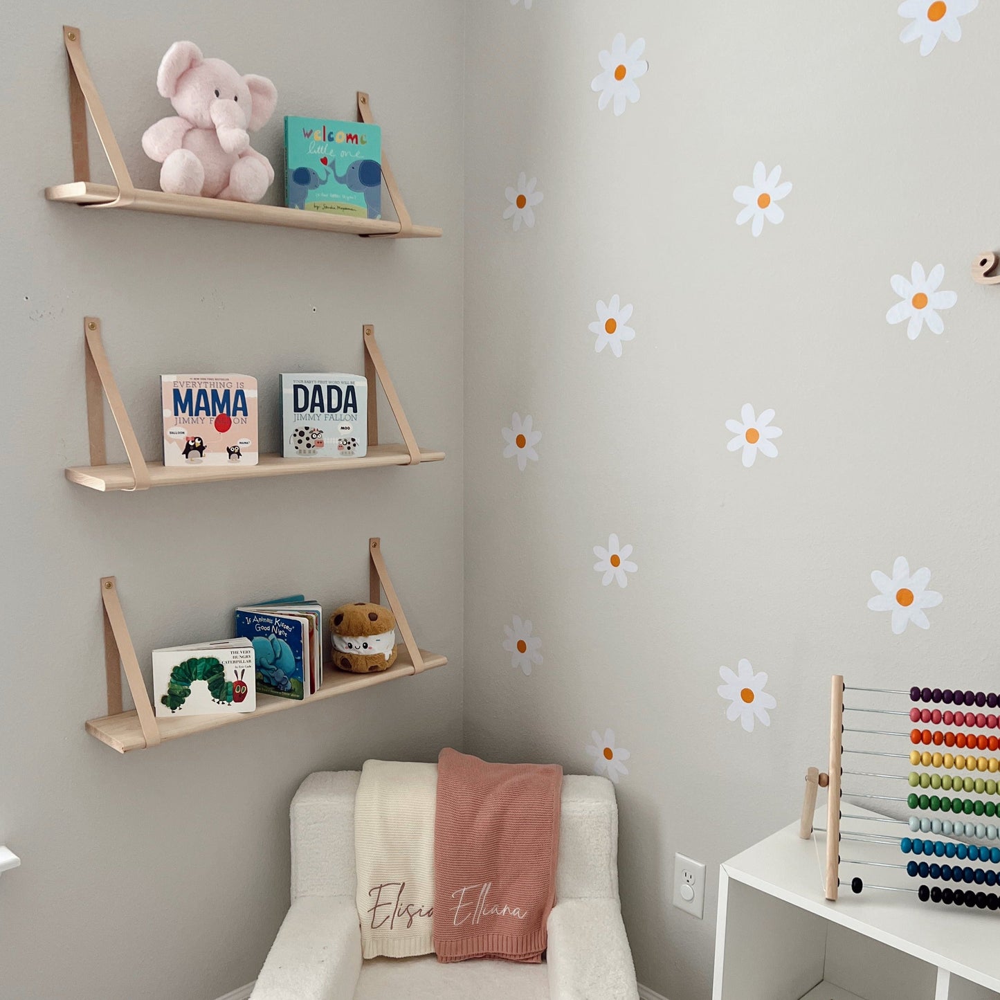 playroom wooden shelves