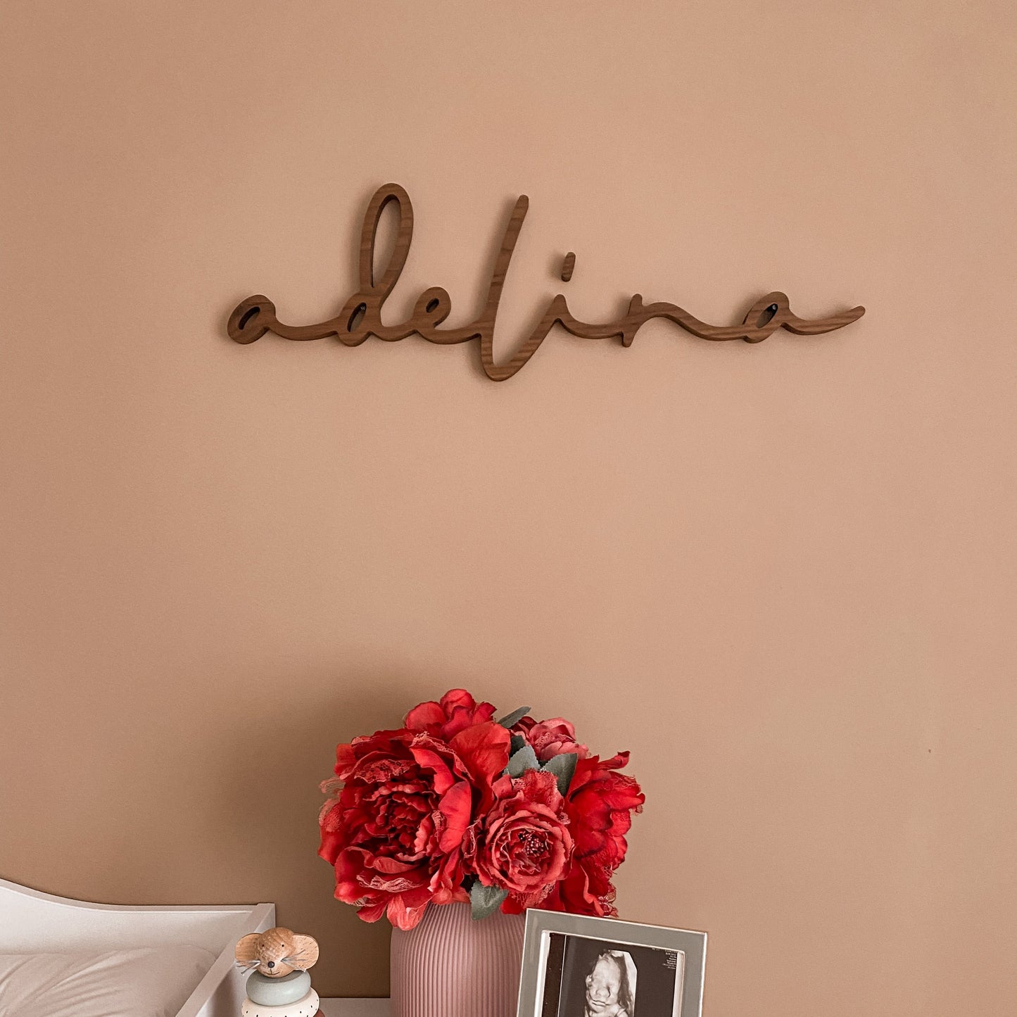 walnut wooden name sign by Timberwood Designs