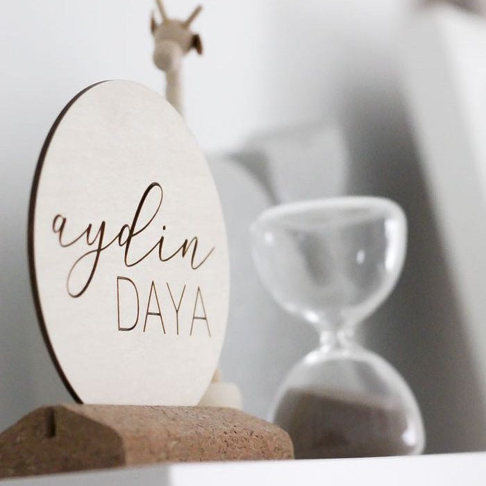 Name Announcement Round Plaque – Timberwood Designs