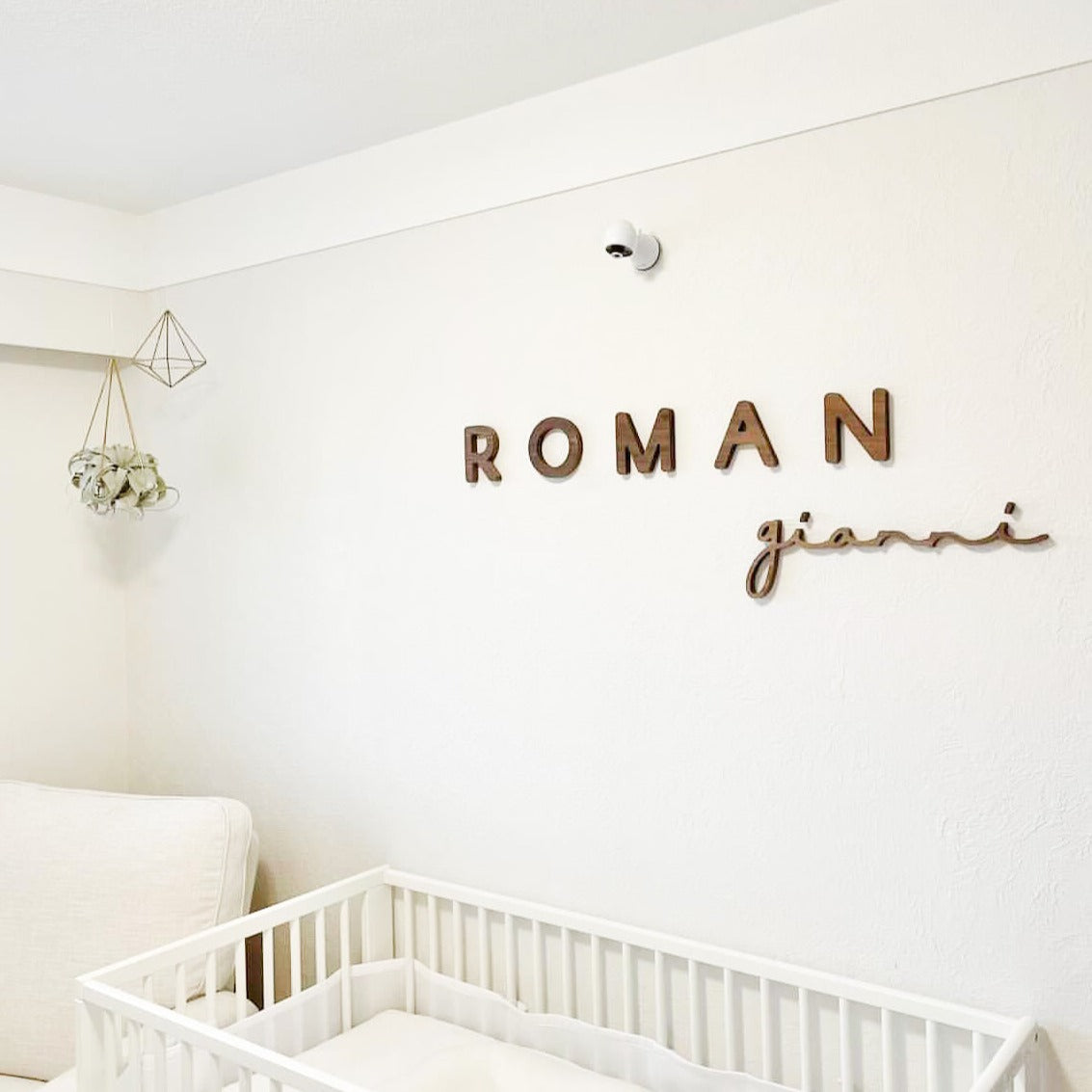 Boy Nursery Name Capital Sign and Script in Walnut – Timberwood Designs