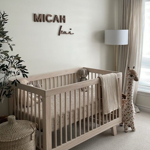 Nursery Name Sign and Script in Walnut